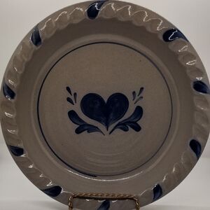 Rowe Pottery Pie Plate with Salt Glaze and Heart